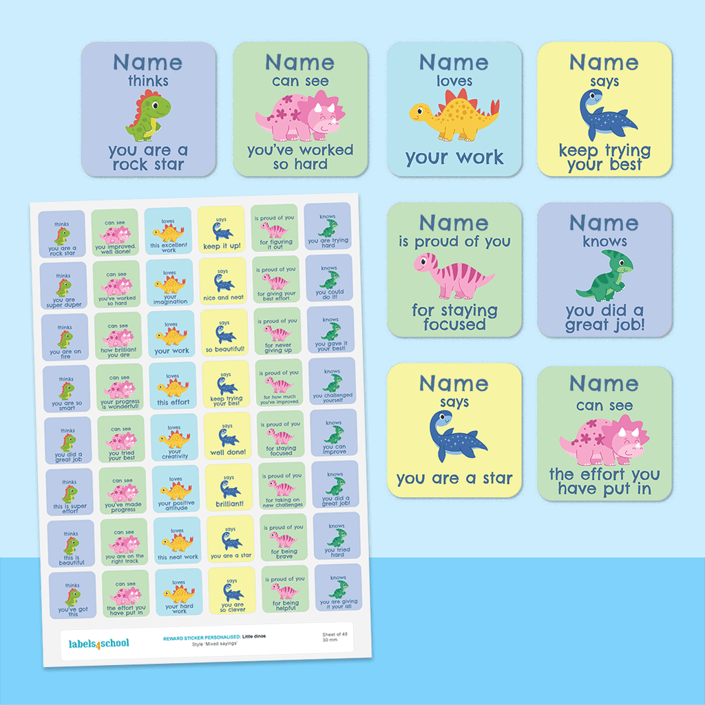 Personalised Little Dinos Merit Stickers