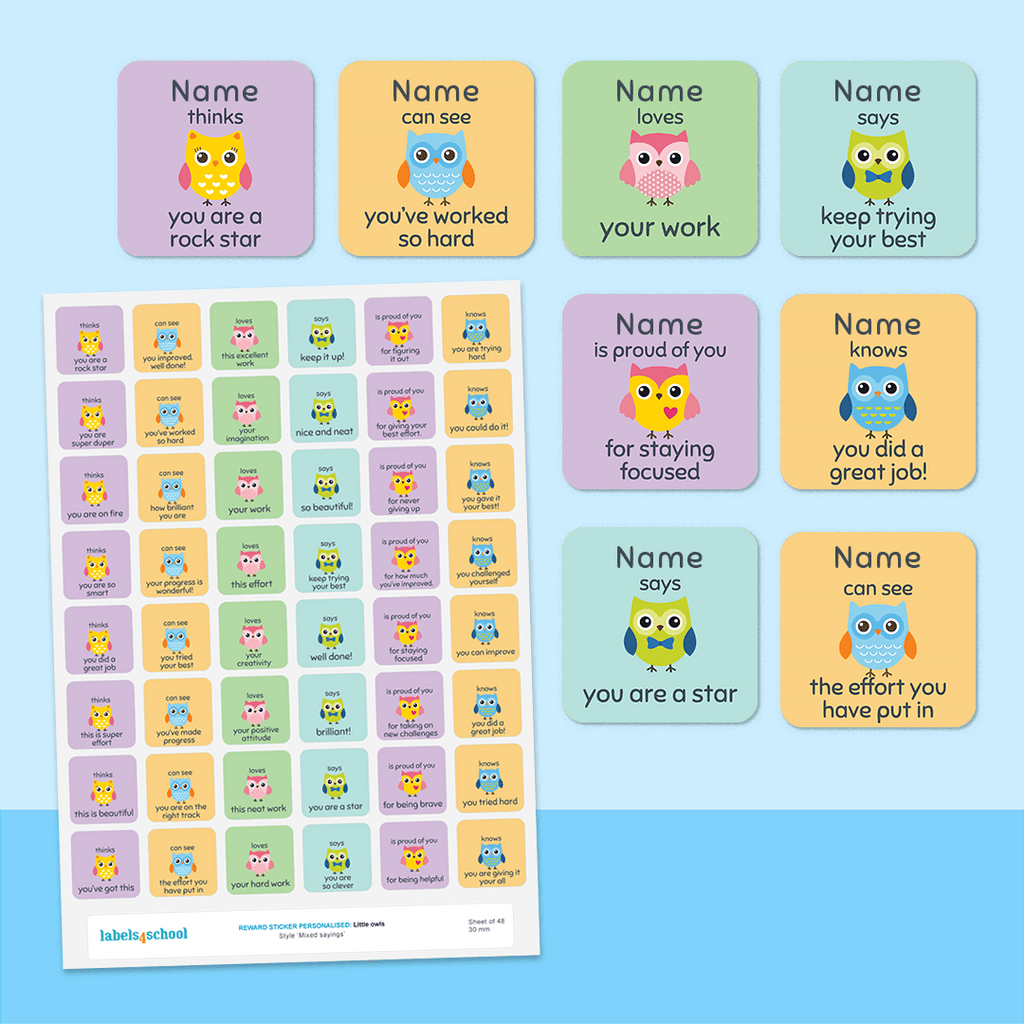 Personalised Little Owls Merit Stickers