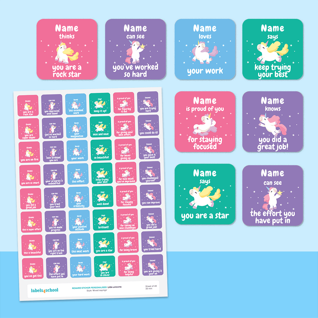 Personalised Little Unicorns Merit Stickers