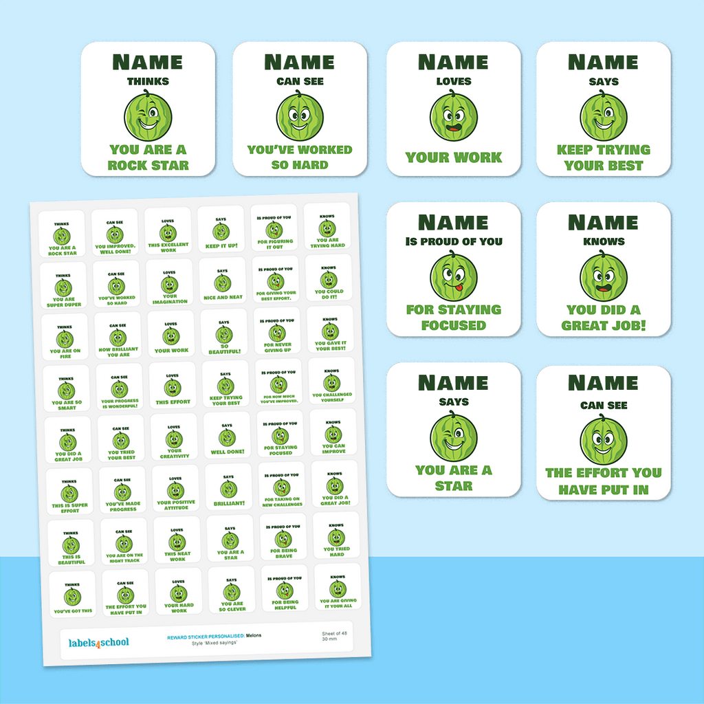Personalised Melons Merit Stickers