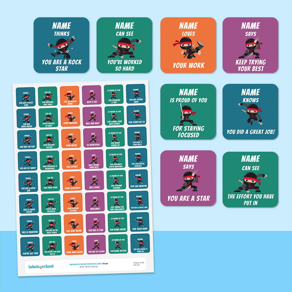 Personalised Ninjas Merit Stickers