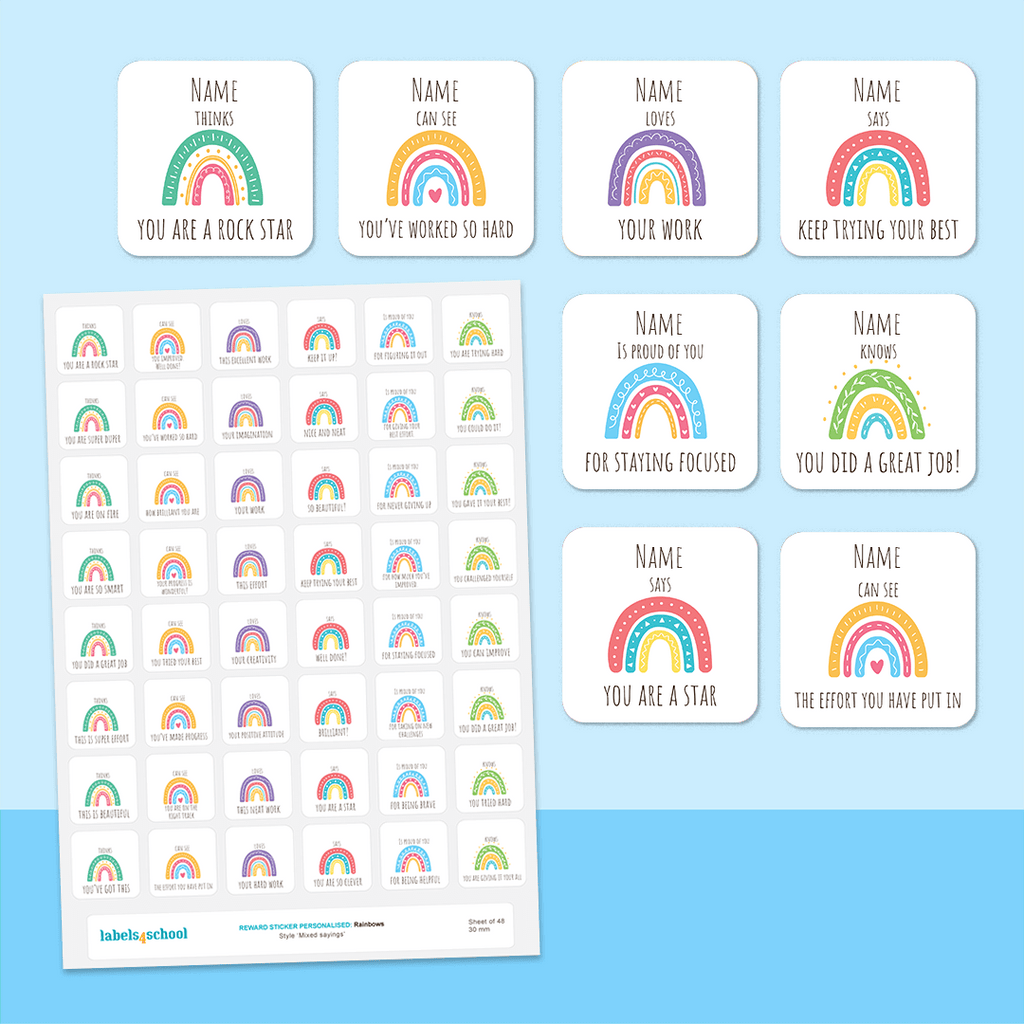 Personalised Rainbows Merit Stickers