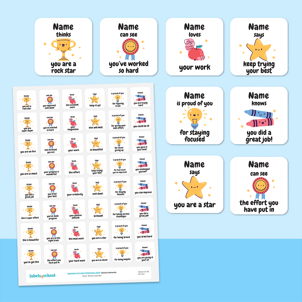 Personalised School Elements Merit Stickers