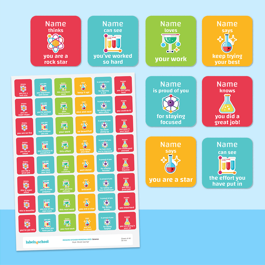 Personalised Science Merit Stickers | UK Teacher Rewards – Labels4School UK