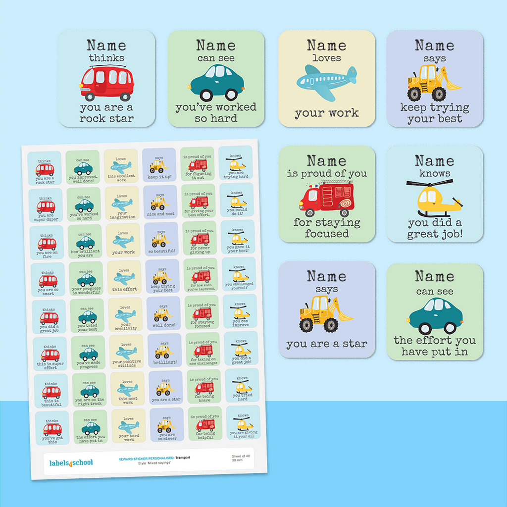 Personalised Transport Merit Stickers