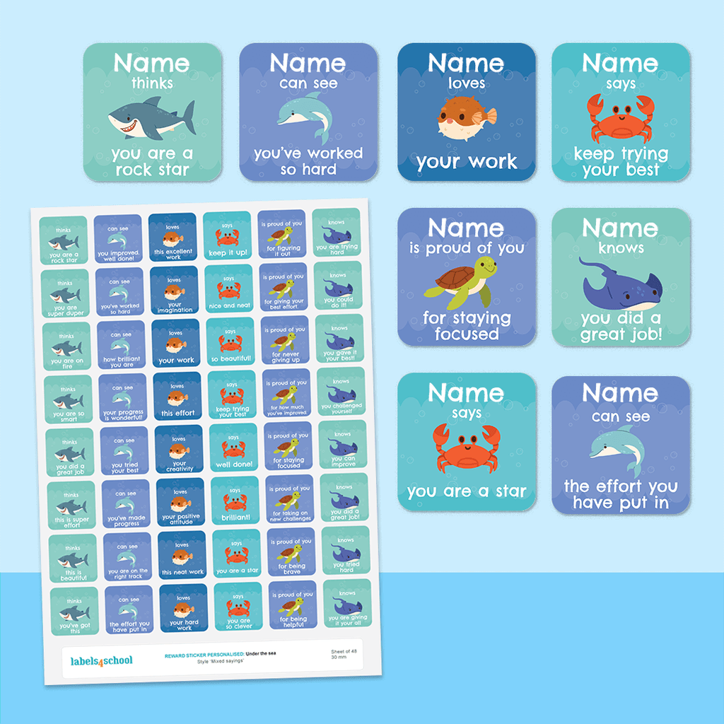 Personalised Under the Sea Merit Stickers