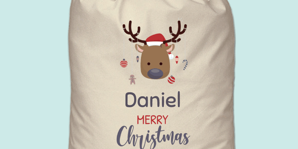 Personalised Santa Sack - Reindeer Decorations