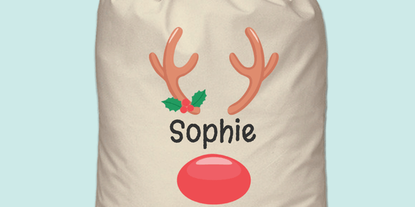 Personalised Santa Sack - Red Nose Reindeer