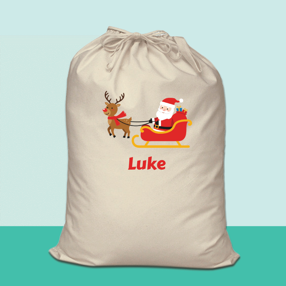 Personalised Santa Sack - Santas Sleigh