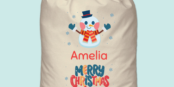 Personalised Santa Sack - Cute Snowman