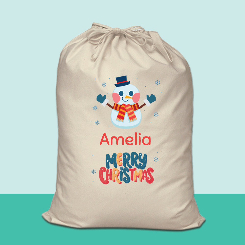 Personalised Santa Sack - Cute Snowman