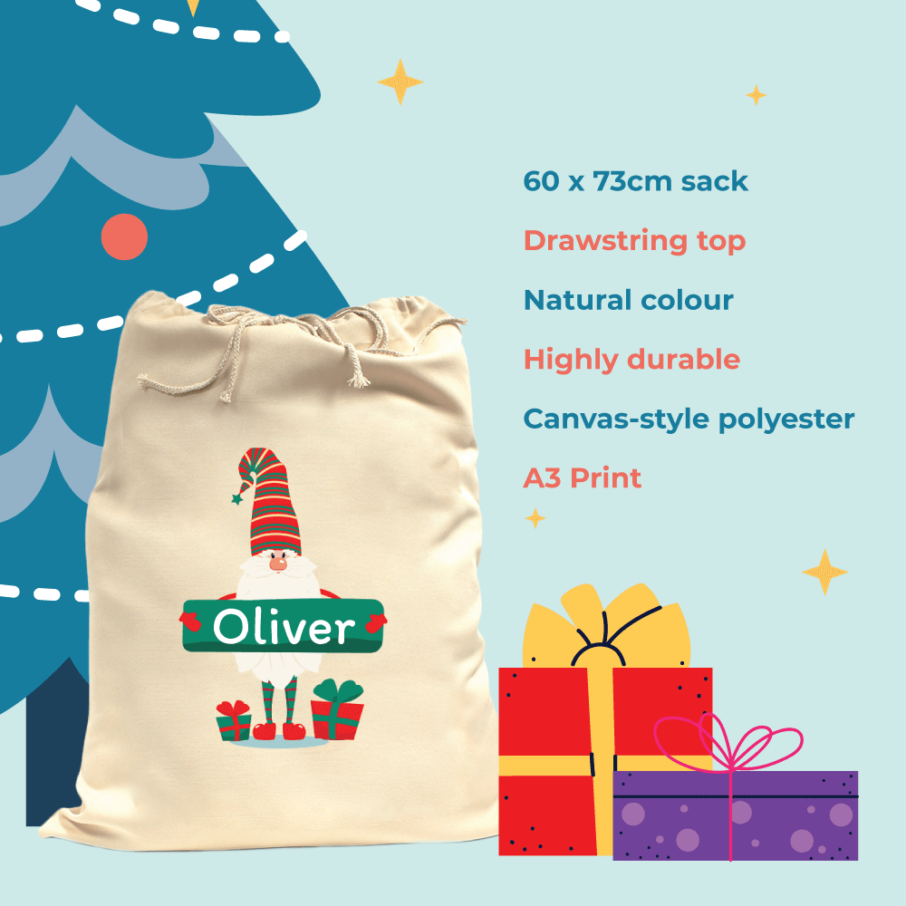 Personalised Santa Sack - Christmas Gnome