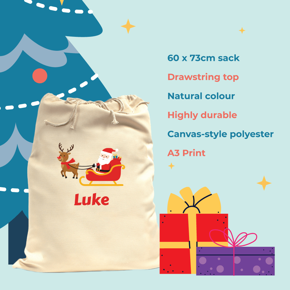Personalised Santa Sack - Santas Sleigh