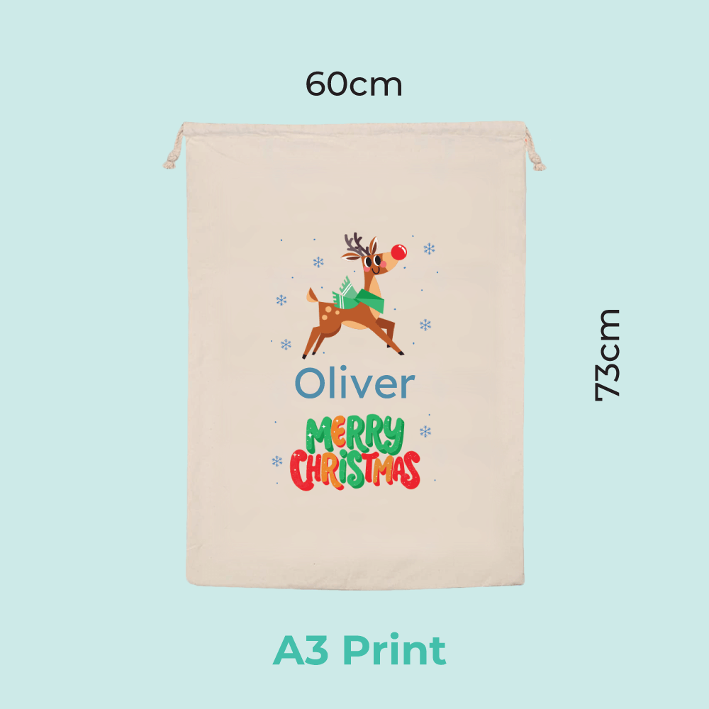 Personalised Santa Sack - Cute Reindeer