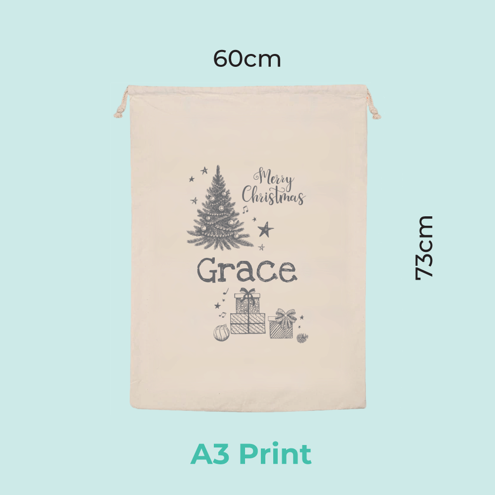 Personalised Santa Sack - Modern Christmas Hand drawn