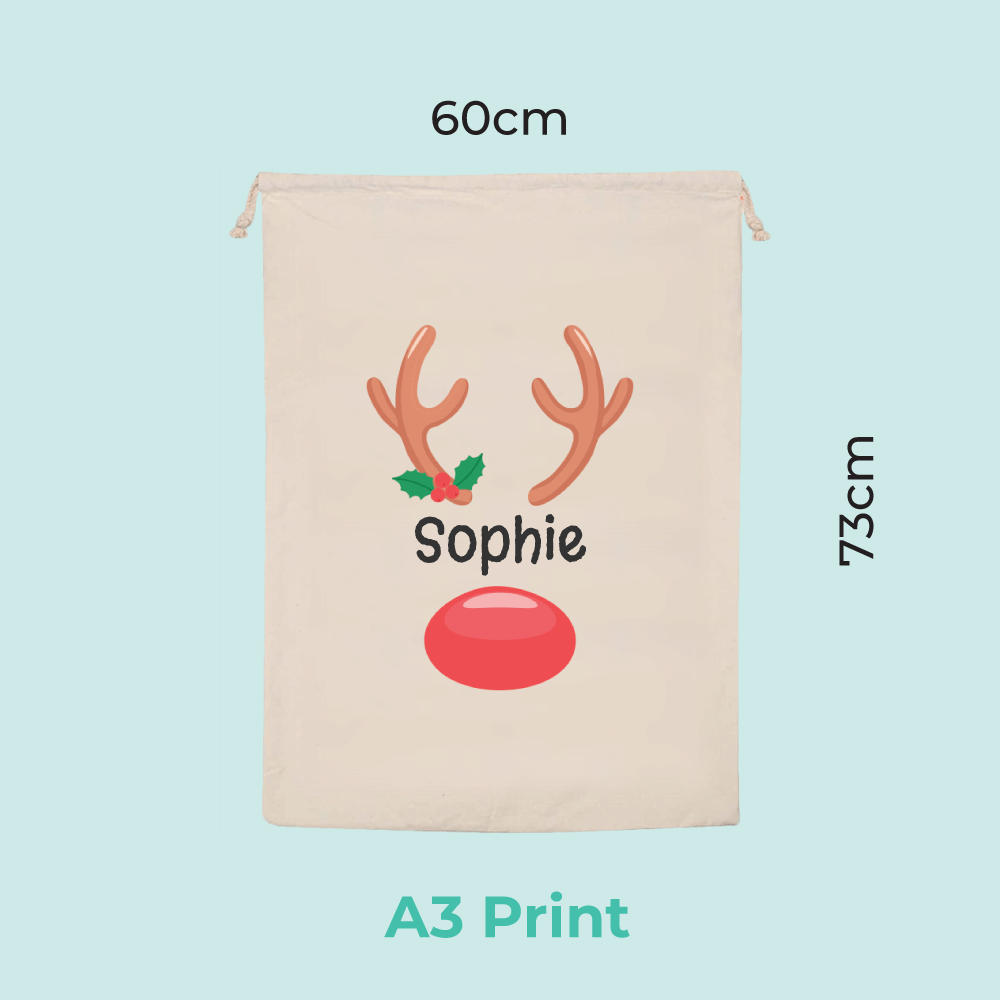 Personalised Santa Sack - Red Nose Reindeer