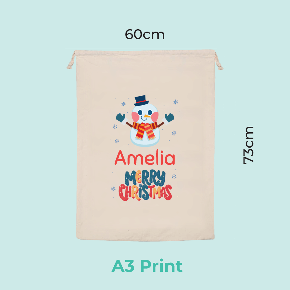 Personalised Santa Sack - Cute Snowman