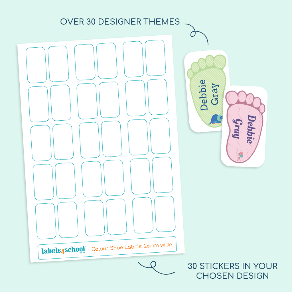 Colour Shoe Labels - Designer themes