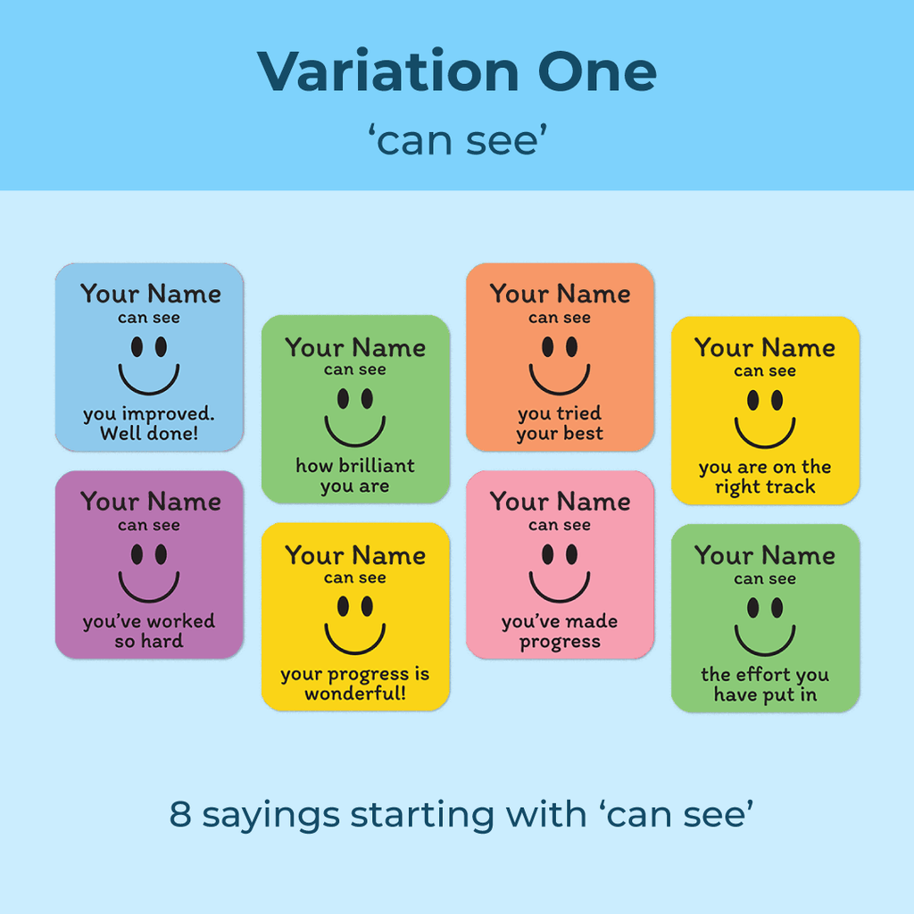 Personalised Smiley Face 1 Merit Stickers