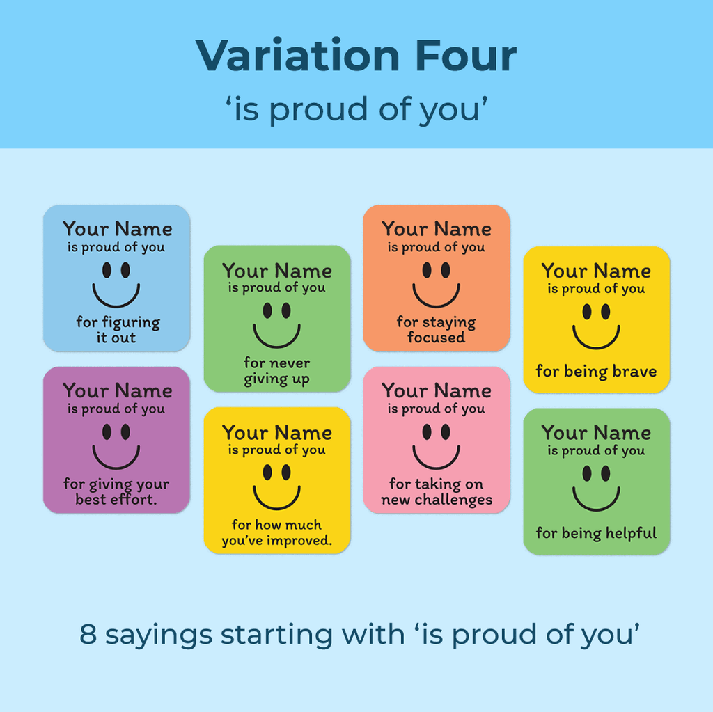 Personalised Smiley Face 1 Merit Stickers