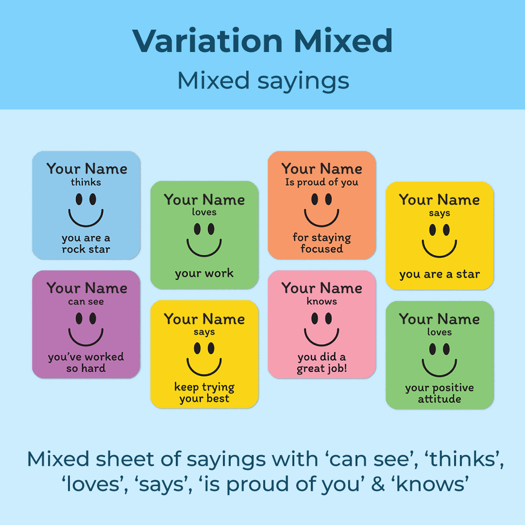 Personalised Smiley Face 1 Merit Stickers
