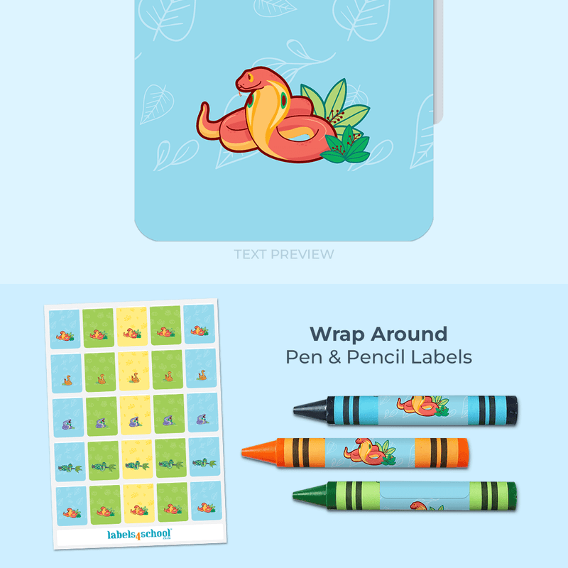 Button Snake Labels Colour Wrap-Around Pencil Labels | Designer Themes | UK – Labels4School UK