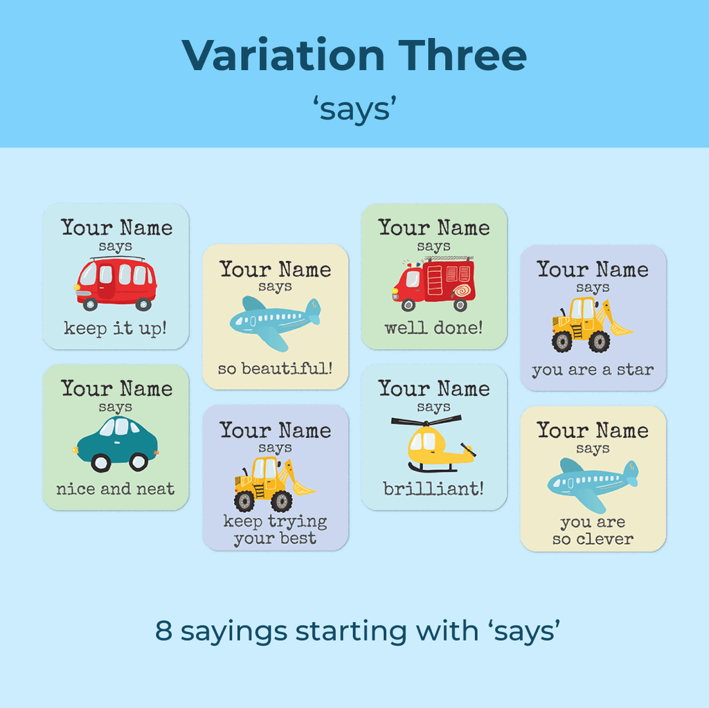 Personalised Transport Merit Stickers