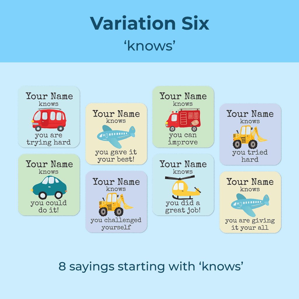 Personalised Transport Merit Stickers