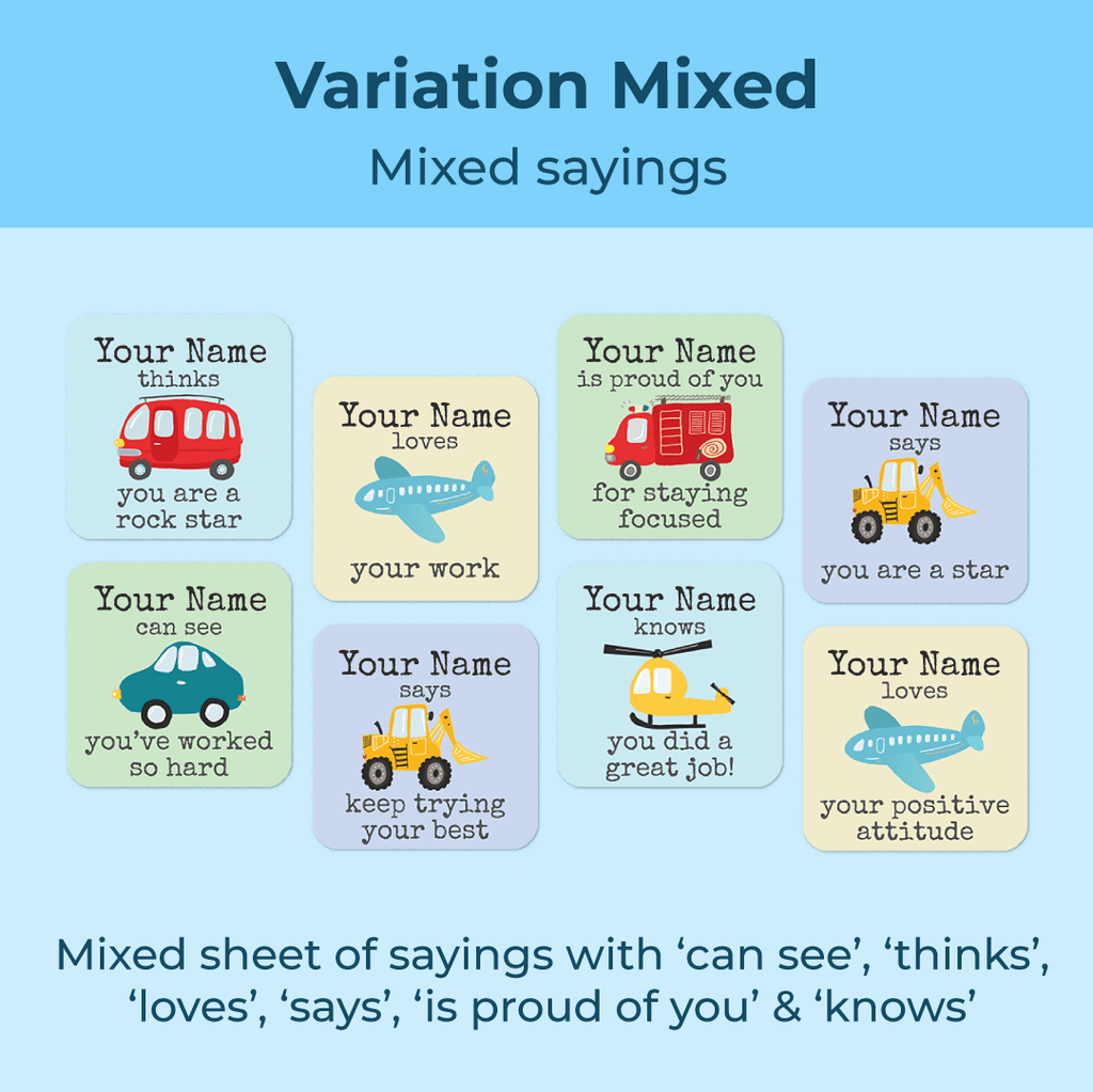 Personalised Transport Merit Stickers