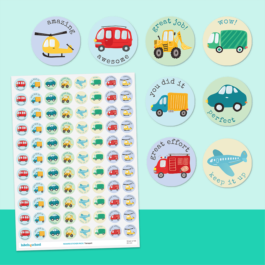 Daily Transport Sticker Transport - Reward Stickers 176 pack | Labels4school UK – Labels4School UK