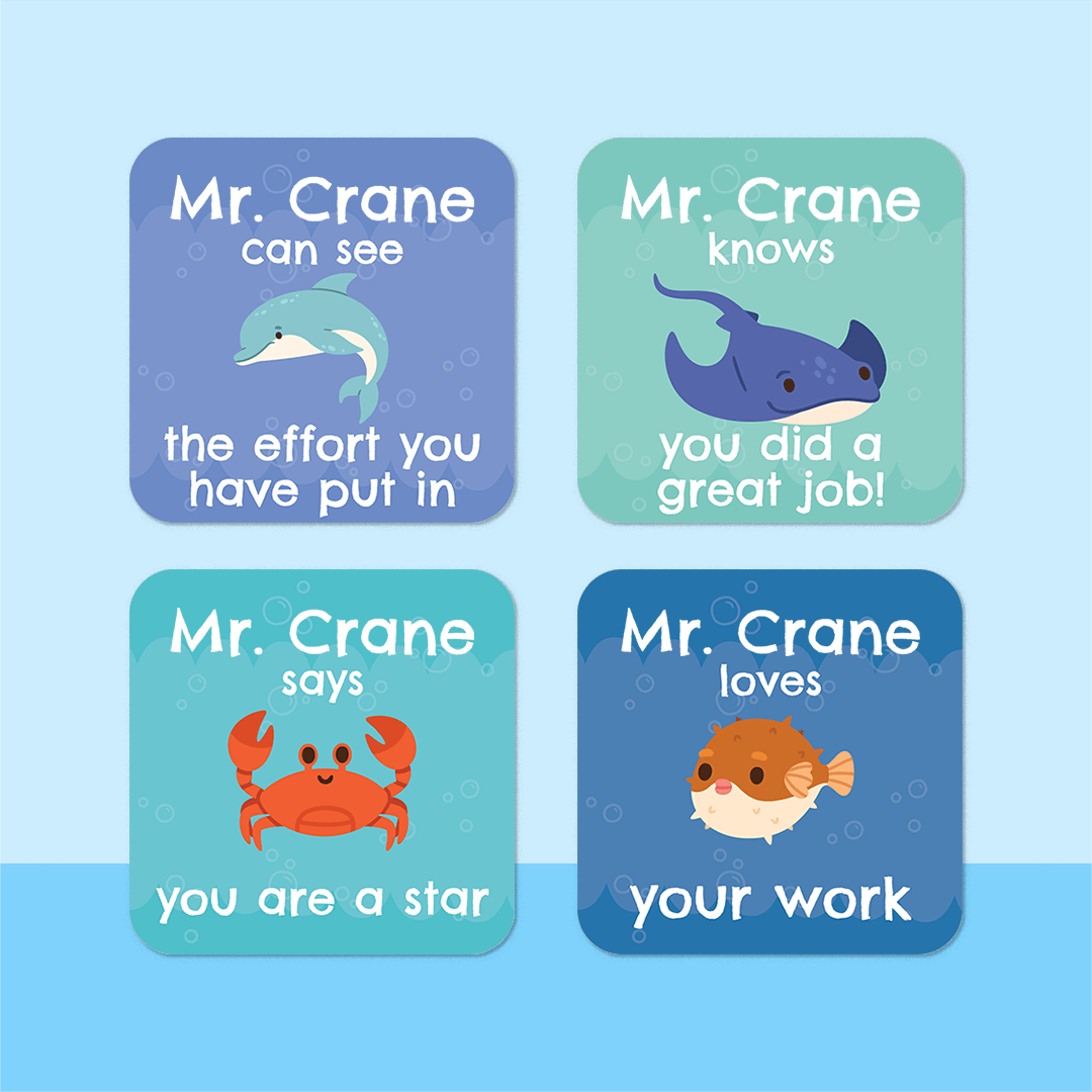 Personalised Under Sea Merit Stickers