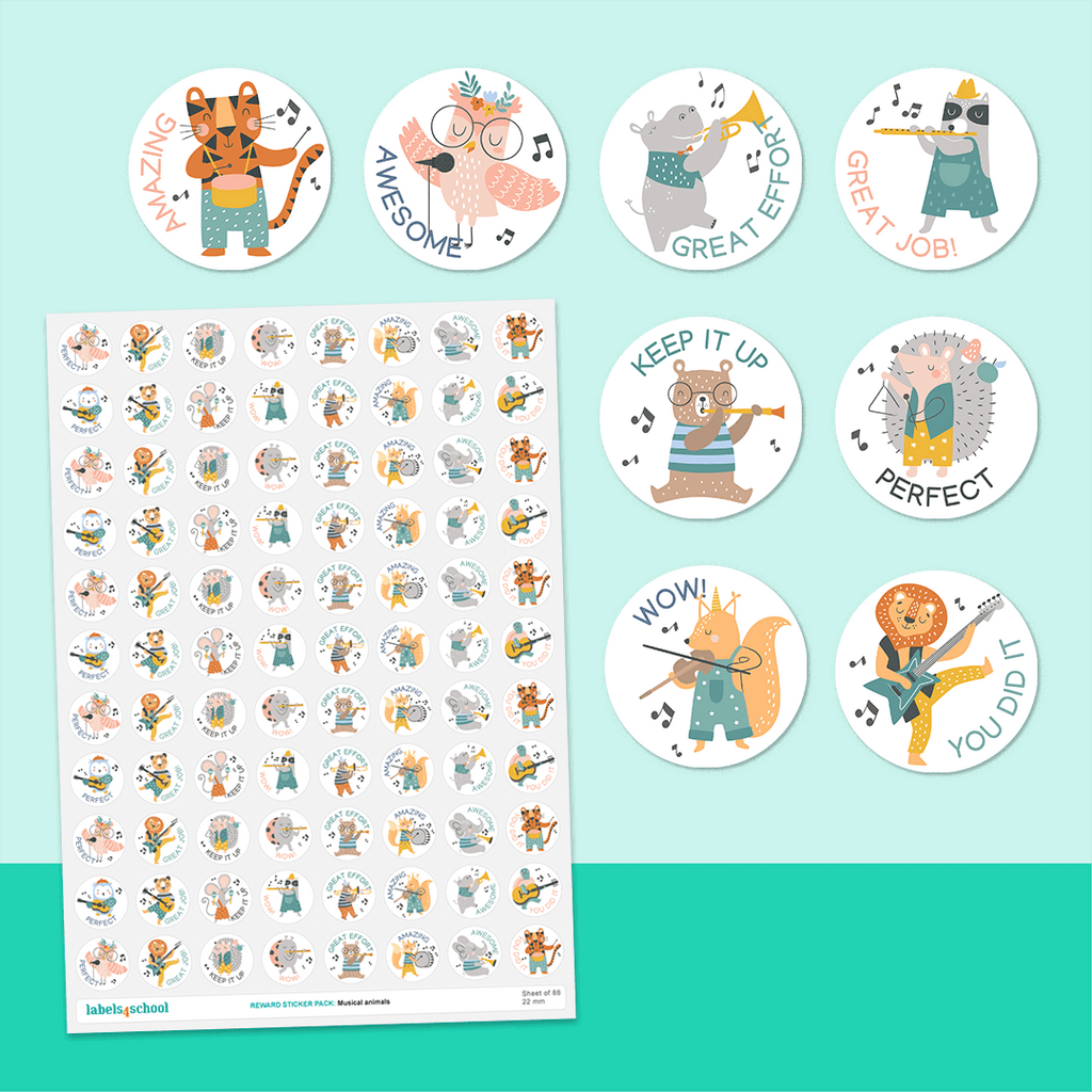 Musical Animals Merit Stickers