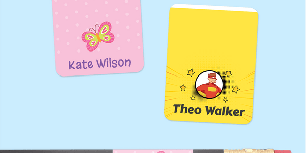 Colour Wrap-around Pencil Labels - Designer themes